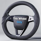 Steering Wheel Cover for Tesla Model 3 2024-Present Highland/Tesla Model Y Juniper 2025-Present, Leather Steering Wheel Cover for Tesla Model 3 Highland/Y Juniper Accessories, Black