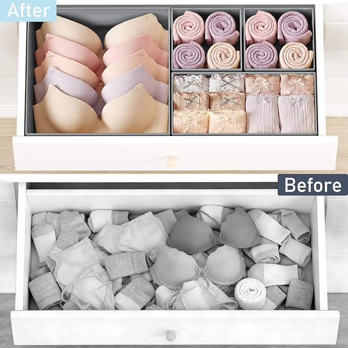 DIMJ Drawer Organizer Clothes - 20 Pack Closet Drawer Organizer Bins for Baby Clothes Storage, Fabric Dresser Organizer for N