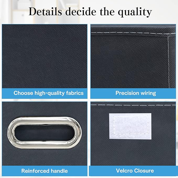 STOREONE Fabric Storage Cube Bins Foldable Organizer Container Collapsible Basket with Lids and Metal Handles, for Home, Bedr