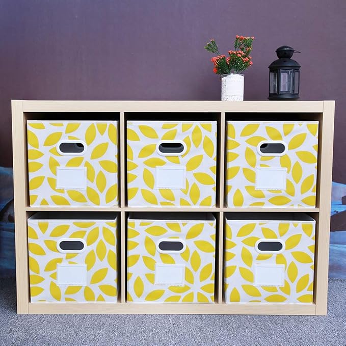 MAX Houser Fabric Storage Bins Cubes Baskets Containers with Dual Plastic Handles for Home Closet Bedroom Drawers Organizers,