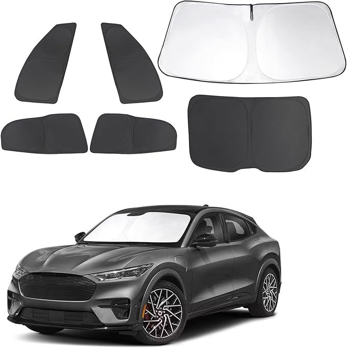 TINGLU Window Shades for Ford Mustang 2015-2023 (NOT Mustang Mach-E) Accessories Car Side Full Windows Rear Triangular Windshield Sun Shade Sun UV Rays Privacy Protection for Camping Relaxing 6PCS