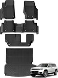 Auxko All Weather Floor Mats & Cargo Mat & Backrest Mat Fit for Jeep Grand Cherokee L 7 Seat (2nd Row Bench Seat) 2026 2025-2021 Liner Trunk Mat Accessories Odorless Black