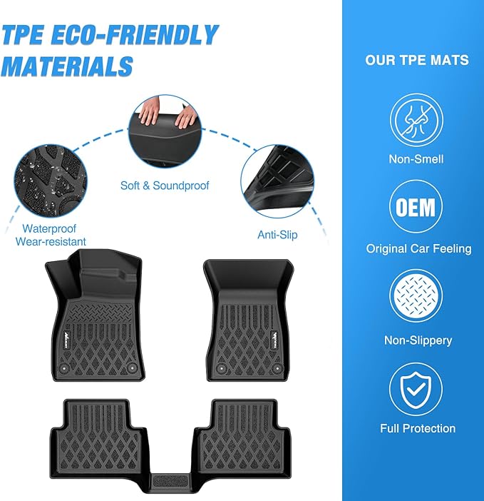 Nilight TPE Floor Mats for Audi A5 S5 2025 2026 New Body All Weather Custom Fit Heavy Duty Floor Liners