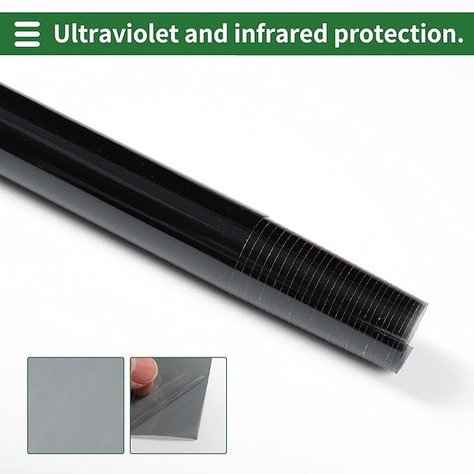 Motoforti Universal Car Window Tint Film Privacy Film 19.69 ft x 19.69 Inch Carbon 2 PLY PET Black 1 Pc VLT 50% IRR 32% UVR 95%