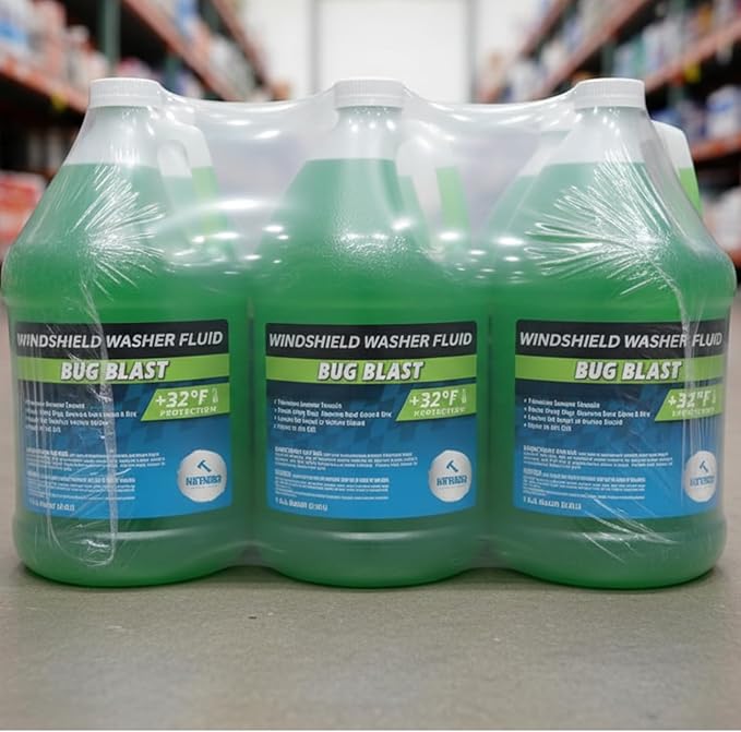 (6 Gallons) Bug Blast Windshield Washer Fluid - Premium Summer Formula, +32°F Protection | Removes Bugs and Road Grime - 6 Ju