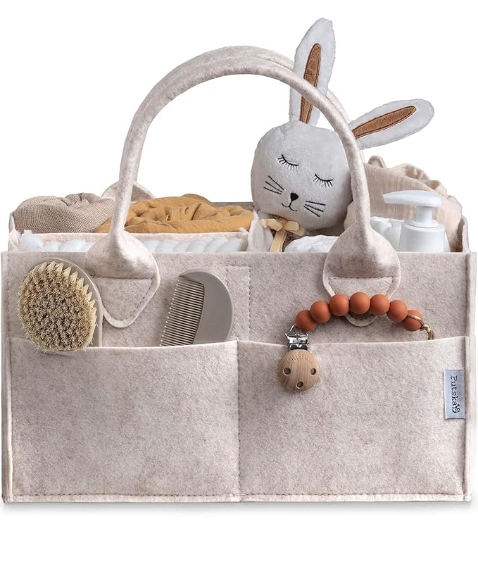 PUTSKA Baby Diaper Caddy Organizer - Nursery Storage Basket for Diaper Station, Baby Basket Shower List and Registry Gift Mus