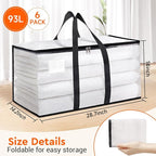 BlissTotes Clear Moving Bags Heavy Duty, 93L Extra Large Storage Bags with Zipper & Reinforced Handles, Waterproof PP Moving 