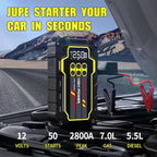 Jump Starter 4000A 12V Car Battery Booster Pack (Up to 7.0L Gas, 5.5L Diesel), Portable Power Bank with Air Compressor,