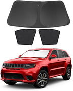 3PCS Car Window Shades Front Windshield Sun Shade Foldable Window Shade Custom Fit for 2011-2019 Jeep Grand Cherokee Accessories Car Shades for Front Windows Anti-UV Rays Block Heat