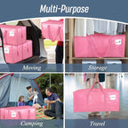 12 Pack Extra Heavy Duty Large Moving Bags with Strong Zipper & Comfortable Handles, Sturdy & Durable Clothes Storage Bags To