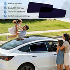 ZATOOTO Tesla Model 3 Car Window Shade for Baby, Bluish-Purple Static Cling Car Shades for Rear Window | Block Harsh Sunlight | UV Protection | Rear Window Sun Shade with Storage Bag | 2018-2025 |