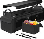Large Trunk Organizer for Car, SUV, Truck with Removable Cooler Bag-Collapsible Multi Compartments w/Foldable Cover, Non Slip