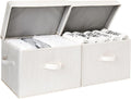 StorageWorks Fabric Storage Bins with Lid, Decorative Storage Boxes for Shelves, Stackable Closet Organizer Basket with Handl