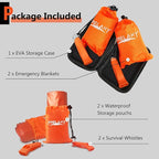 Frelaxy Emergency Blanket 2-Pack, Extra-Thick Extra-Large Space Blankets with Whistles, Storage Pouchs, and EVA case