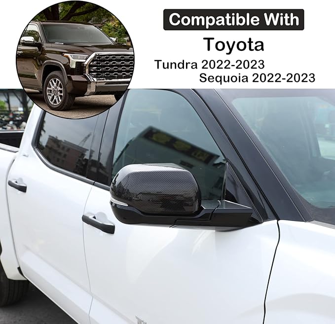 Car Door Rear View Mirror Cap Trim Cover Compatible with Toyota Tundra/Sequoia 2022-2025 Outside Side Rearview Mirror Protector Decoration ABS Accessories, Only Fit With Turn Signal Lights Version