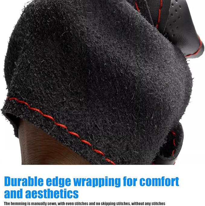 Pack-1 Leather Steering Wheel Cover, Universal Non-Slip Stitch On Wrap, DIY Car Wheel Cover Protector with Needle and Thread 