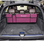 Hanemia Car Trunk Organizer, Backseat Hanging Storage with 4 Large Pockets, Collapsible Cargo Bag with Adjustable Straps