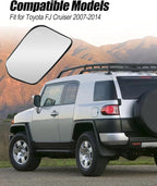 Driver Side Heated Mirror Glass Fit for Toyota FJ Cruiser 2007 2008 2009 2010 2011 2012 2013 2014, Left Rearview Mirror with Blind Spot and Backing Plate