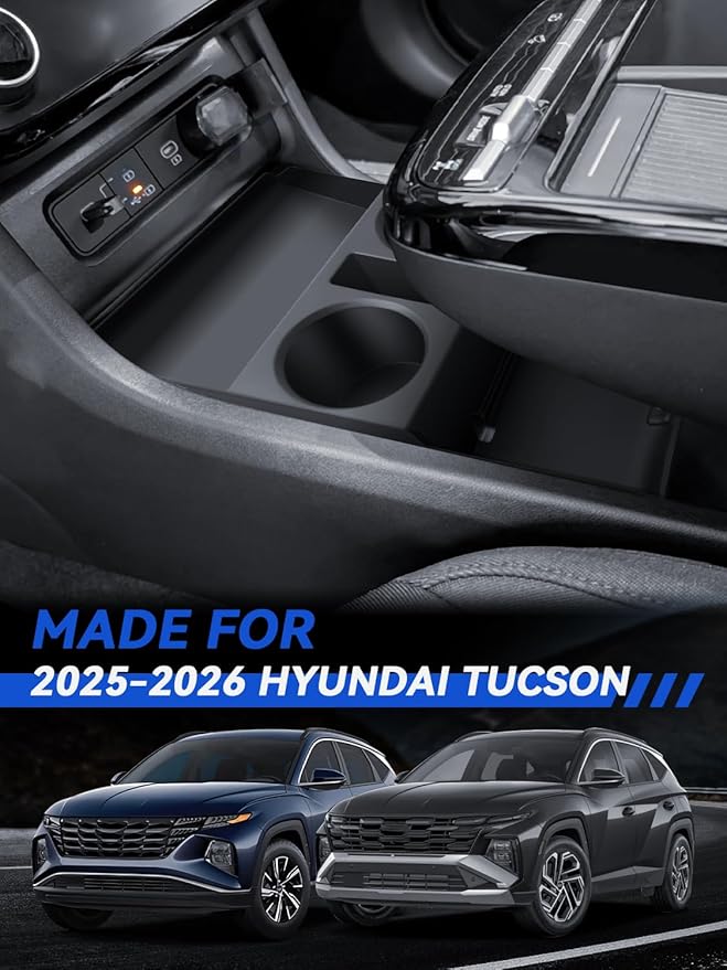 for 2026 Tucson Center Console Organizer Double-Layer 2025-2026 Tucson(Limited) & Tucson Hybrid Accessories Armrest Box Organizer+Lower Center Console Tray-ONLY Fit Tucson with Electronic Shift