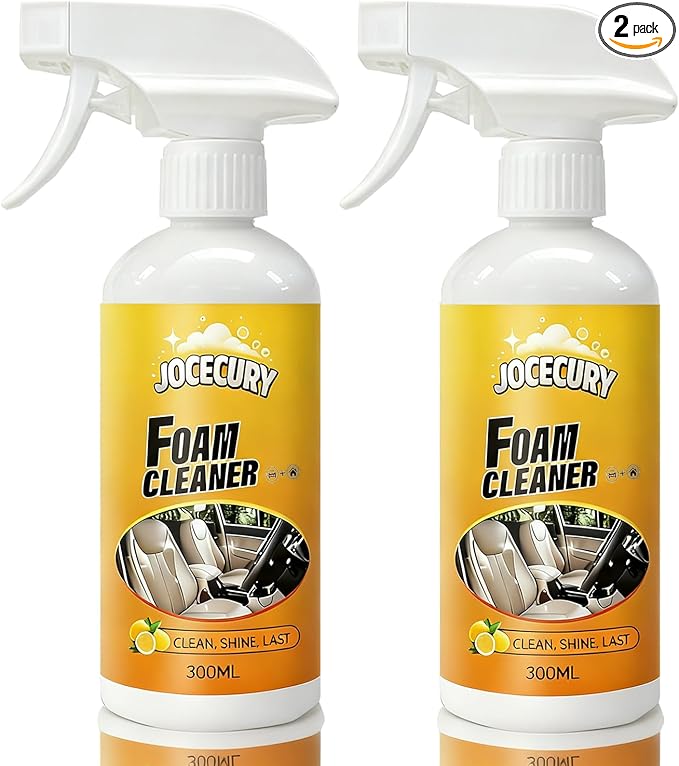 Jocecury 2Pcs Multi-Purpose Foam Cleaner, 600ML Car Interior Cleaner for Leather Seats, Fabric, Vinyl & Carpet, No Rinse Inte