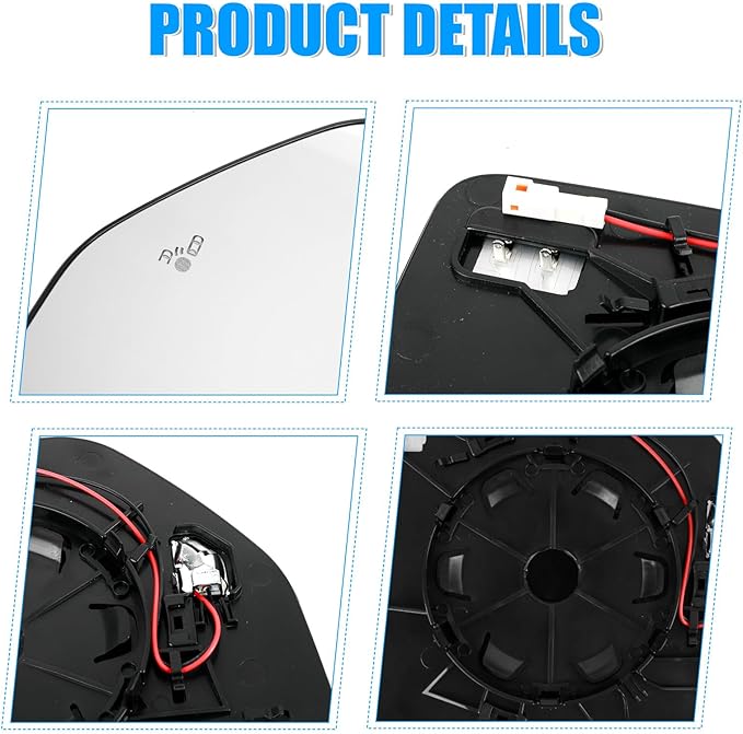 Compatible with Ford F150 2015-2020, F250 2017-2022, F350 2017-2019, Passenger Right Side Mirror Glass, Heated Blind Spot Lens Mirror with Backing Plate