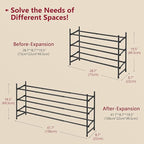 Tajsoon Expandable Shoe Rack for Closet 3 Tier, 28“-41“Adjustable & Stackable Shoe Shelf Storage, Metal Shoe Rack Organizer f