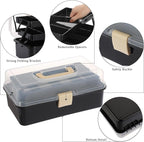 BTSKY 3-Layer Plastic Dividing Storage Box Craft Organizer with Adjustable Spacers Portable Handled Art Supply Organizer Mult