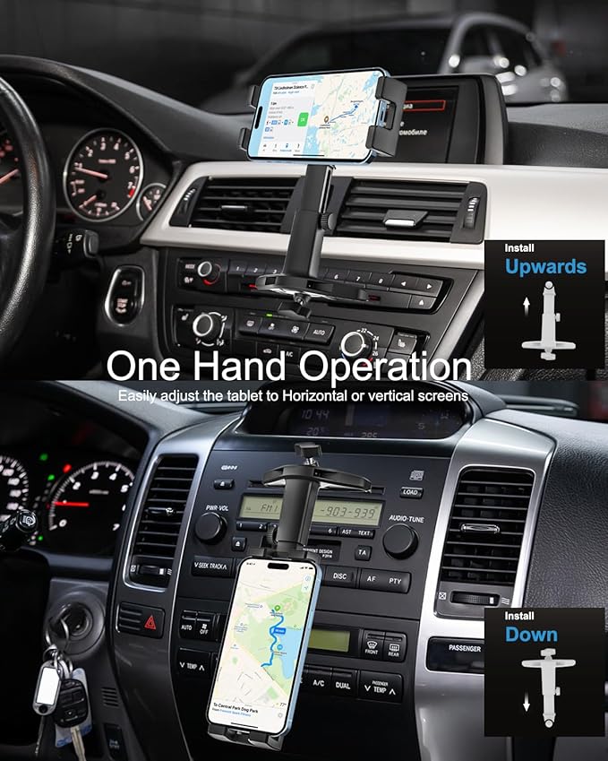 woleyi CD Slot Phone Mount, [Height Adjustable] CD Player Car Phone Mount, Universal Ultra Sturdy CD Cell Phone Car Mount for iPhone Air 17 Pro Max 16 15 14 13 12 11 X Plus, Android, All Smartphones