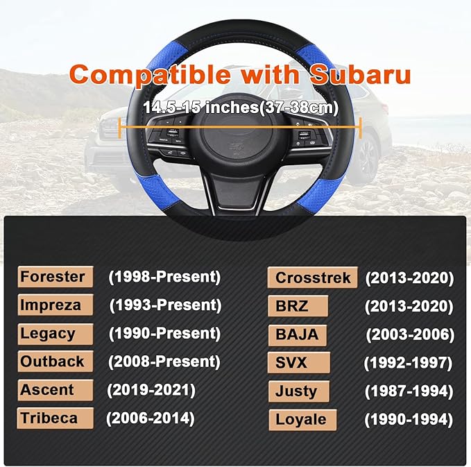 GIANT PANDA Customized Auto Steering Wheel Cover for Subaru Forester, Car Steering Wheel Cover for Subaru Outback and Crosstr