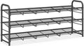 SONGMICS Stackable Shoe Rack, 3 Tier Metal Shoes Rack Storage Shelf, Holds up to 15 Pairs, Adjustable Slanted Shelves Tower O