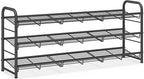SONGMICS Stackable Shoe Rack, 3 Tier Metal Shoes Rack Storage Shelf, Holds up to 15 Pairs, Adjustable Slanted Shelves Tower O