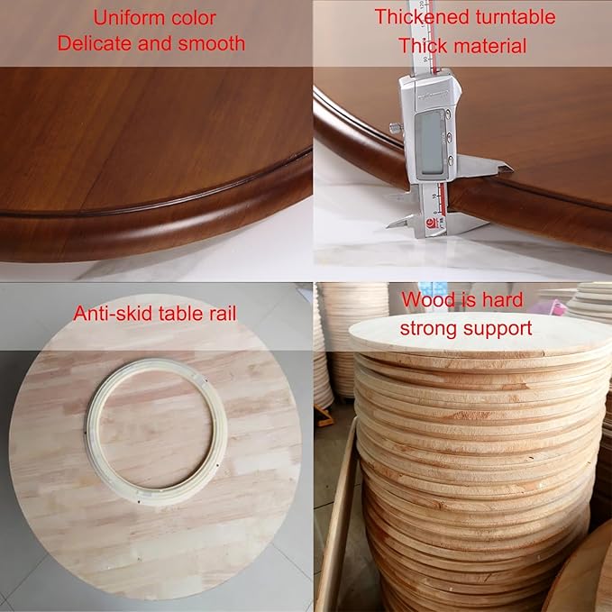 Wooden Dining Table Turntable, 27.6" Round Lazy Susan Turntable Silent Smooth, Easy to Clean for Dining Table Kitchen (70cm/2