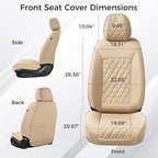 Huidasource Beige Front Seat Covers, Leather Car Seat Covers Front Seats, Driver Seat Cover Waterproof, Airbag Compatible, Un