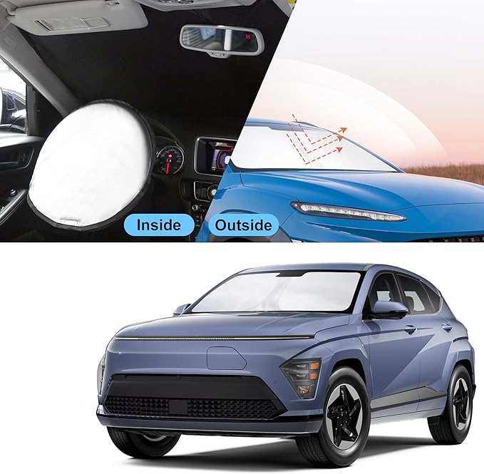 Front Windshield Sun Shade Foldable Window Sun Shade Visor Custom Fit for 2024-2026 Hyumdai Kona Block UV Rays Car Accessories Heat Sun Shield Keep Car Cooler