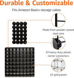 Amazon Basics 6-Cube Wire Grid Stackable Storage Organizer, Metal Shelving Unit, No-Tool Assembly, 26"W x 38"H x 12.6"D, Blac