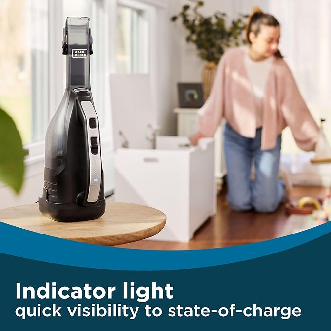 BLACK+DECKER Dustbuster Reveal Handheld Vacuum Cordless, Car Vacuum Portable Cordless, LED Light, Long Run Time, Rechargeable