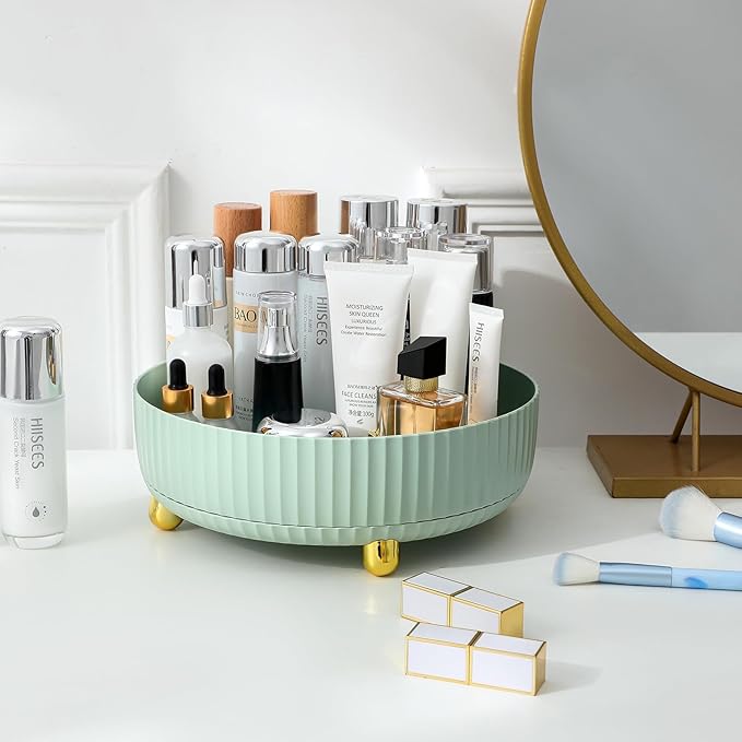 Anyoifax Makeup Perfume Organizer Tray 360 Degree Rotating Lazy Susan Skincare Lotion Organizer Spinning Cosmetics Storage fo