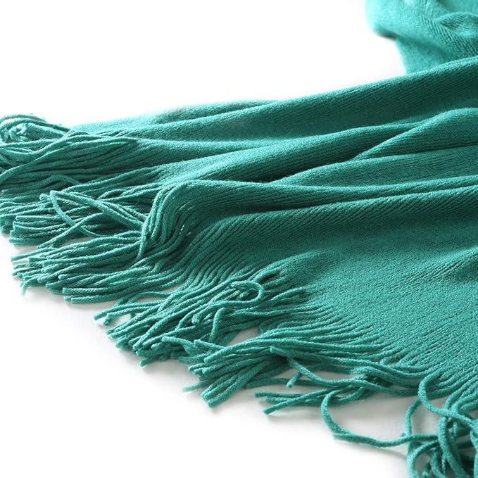 Homiest Decorative Knitted Throw Blanket with Fringe Soft & Cozy Tassel Blanket for Couch Sofa Bed (Teal,50x60)