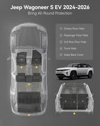 3W Floor Mats & Seat Back Mats & Cargo Liner for 2024-2026 Jeep Wagoneer S EV, All Weather TPE Custom Fit Set Car Floor Mats, Jeep Wagoneer S EV Full Set Floor Mats Accessories, Black