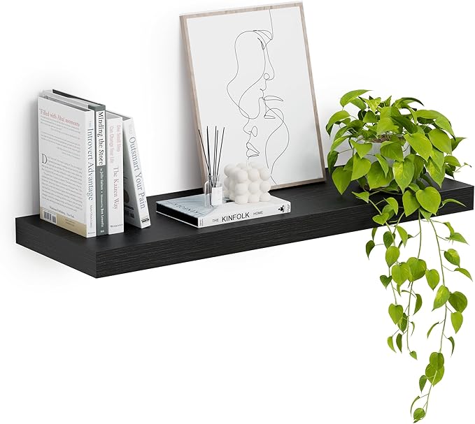 Heimlove 12inch Deep Floating Shelves for Wall, Mounted Shelves 24" W x 12" D x 1.5" H, wall Shelf for Bedroom Living Room Ba
