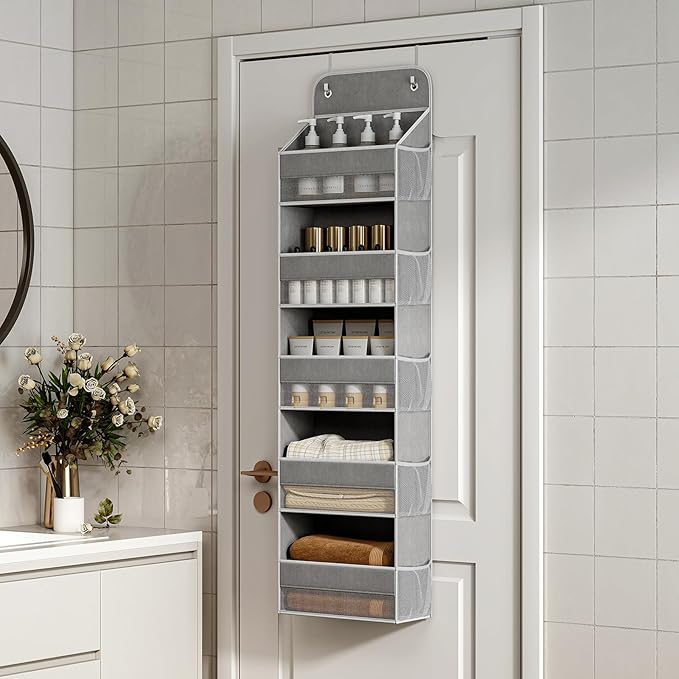 LAMU 5-Tier Over The Door Organizer Hanging, Swing - Proof Closet Behind Door Storage for Baby Clothes, Back of Door Organize