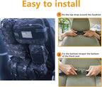 Universal Tactical Car Seat Back Organizer Bag Tactical Molle Vehicle Organizers Panel Vehicle Protector Organizers with 5 Detachable Pouches for Car Truck Ford Jeep (Upgraded C model Black camo)