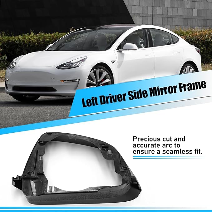 Jaronx Compatible with Tesla Model 3 Side Mirror Cover Housing 2017 2018 2019 2020 2021 2022 2023 2024 2025, Left Driver Door Wing Rearview Mirror Frame Cover Replacement for Tesla Model 3 Accessories