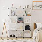 AWTATOS 12 Cube Storage Organizer with Doors, DIY Plastic Closet Shelf, Modular Bookshelf, Stackable Shelving Rack for Bedroo