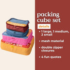 ban.do Getaway Polyester and Mesh Packing Cube Set, Includes 4 Foldable Luggage Organizers in Various Sizes (Really Important