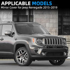 Passenger Side Mirror Cover Replacement for Jeep Renegade 2015 2016 2017 2018 2019 - Right Side Mirror Covers, Rear View Mirrors Cap Accessories With Lamp, Textured