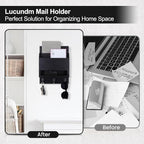 Key and Mail Holder for Wall, Key Holder with Chalkboard and Long Storage Box, Key Hanger with 3 Sturdy Hooks for Coat, Dog L
