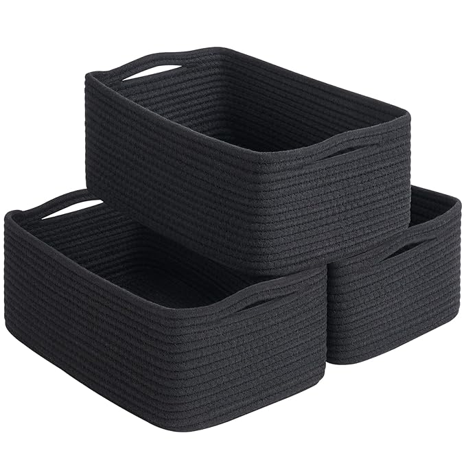 Goodpick Storage Baskets, Rope Shelf Basket Small Baskets for Gifts Empty Storage Baskets for Organizing Toy Baskets Storage 