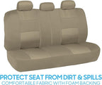 BDK OS-309-AB Tan Trim Black Car Seat Covers Full 9 Piece Set, Sleek & Stylish, Split Option Bench 5 Headrests Front & Rear B