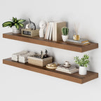 Heimlove 48W x 12D Long Floating Shelf, 12 Inch Deep Floating Shelves for Wall Set of 2, Wood Shelves for Bedroom Living Room